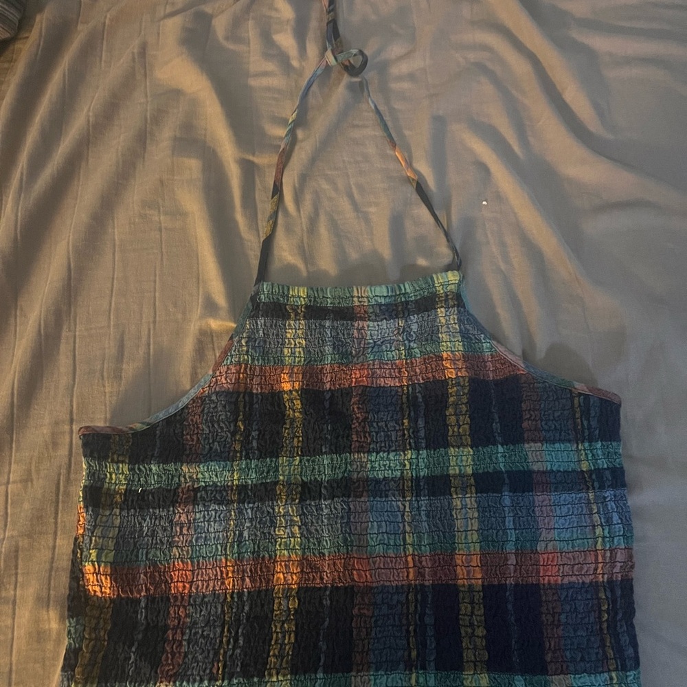 American Eagle Multicolor Plaid Halter Top